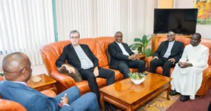 Prime Minister Dr. Roosevelt Skerrit with Apostolic Nuncio Santiago De Wit Guzman and other officials 