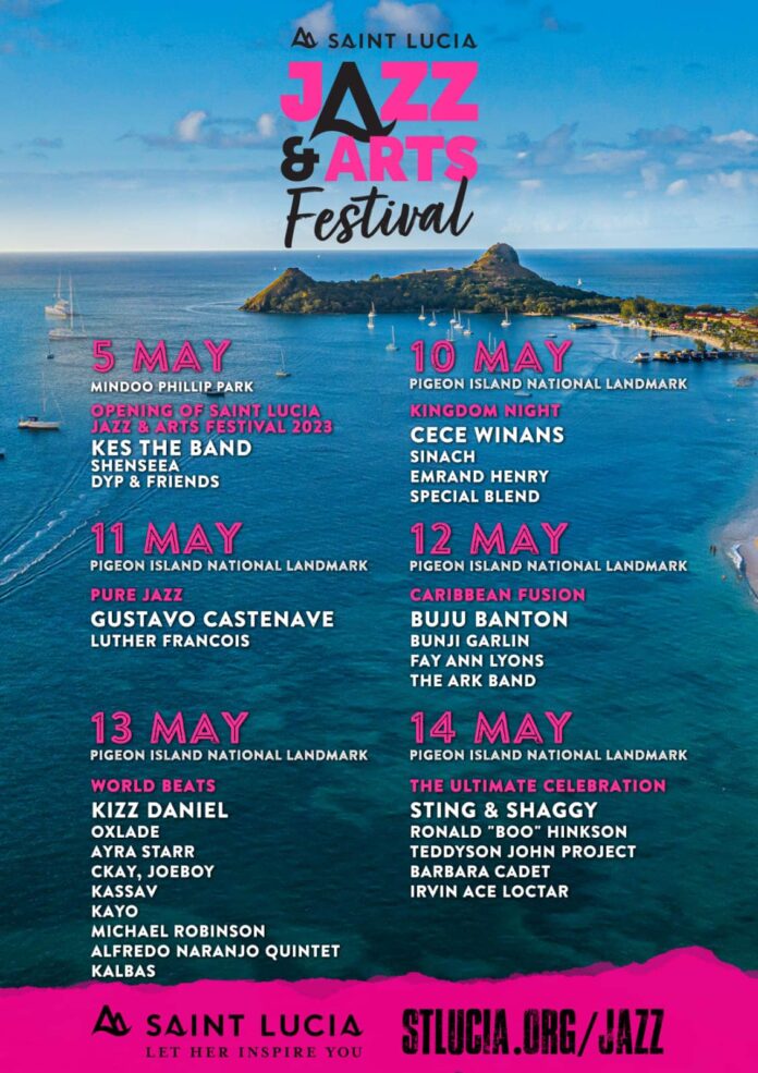 The Saint Lucia Jazz and Arts Festival will run from May 5 to May 14, informed Ernest Hilaire, deputy minister of Saint Lucia, through his social media account. It is a ten-day festival featuring a wide range of activities and competitions