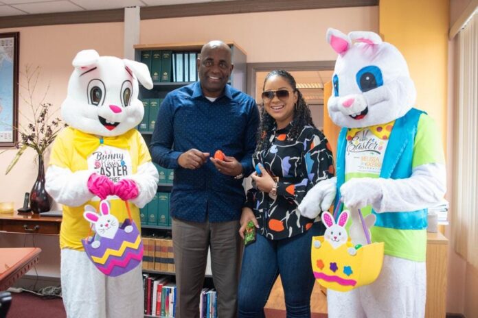 Roseau, Dominica: Melissa Poponne Skerrit, member of the House of Assembly for the Roseau Central constituency and wife of Prime Minister Roosevelt Skerrit, shared a glimpse of the Easter celebration through her social media account at the Roseau Central Easter Eggs-extravaganza in Peebles Park