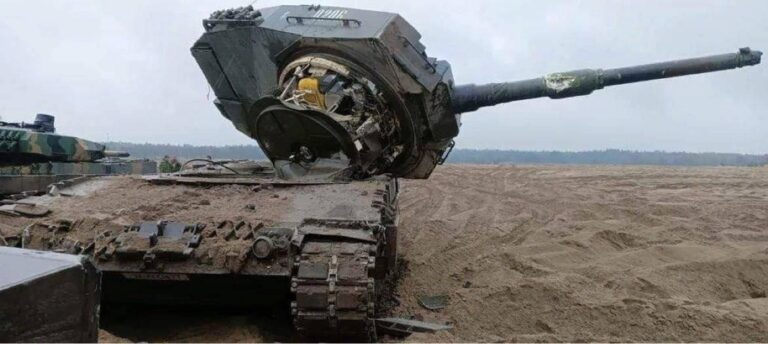A German-made Leopard 2A4 main battle tank was destroyed in Poland during training when two tanks collided, the Russian Embassy in London announced via their official Facebook page