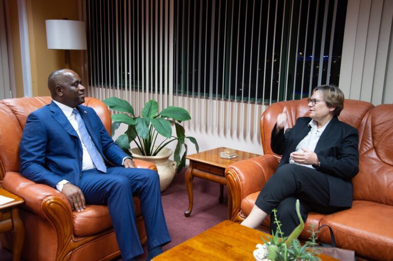 Rita Hammerli-Weshke, the Swiss Confederation's ambassador to the Commonwealth of Dominica, met with Prime Minister Roosevelt Skerrit on Friday, April 14, 2023, in Roseau, Dominica