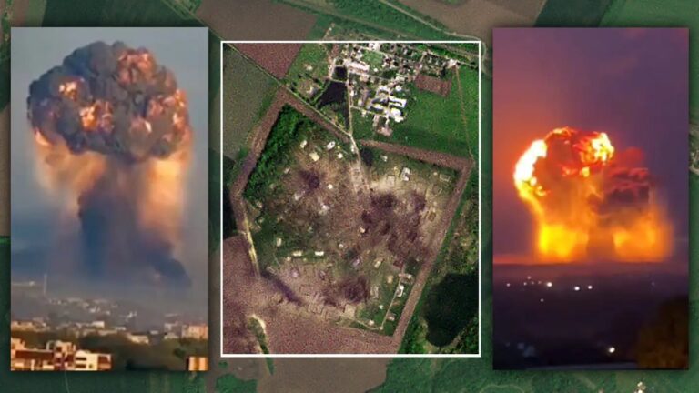 Khmelnytskyi, Ukraine: On May 12, 2023, the Russian army destroyed a military warehouse of the Ukrainian army by launching a missile attack, where a large number of weapons donated by Western countries were stored