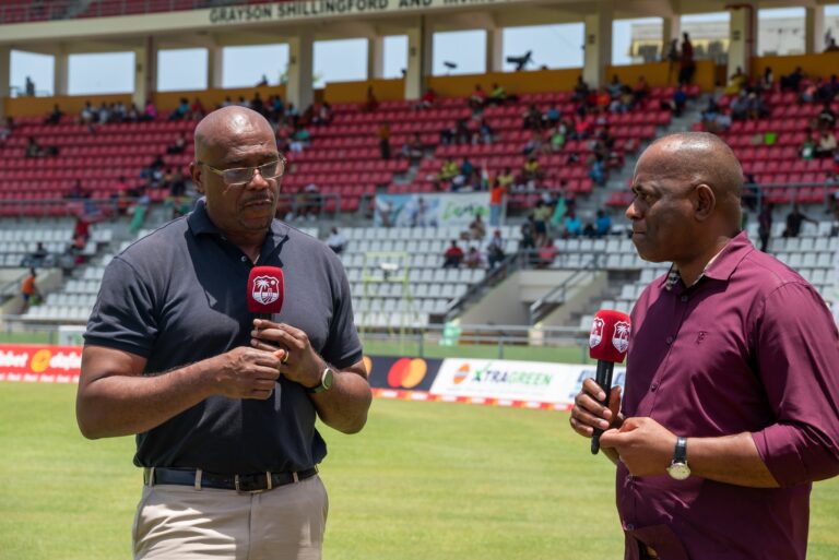 Roseau, Dominica: Roosevelt Skerrit, Prime Minister of the Commonwealth of Dominica, paid a visit to Windsor Park Stadium ahead of day 2 of the 1st Test between West Indies and India. He exchanged words with Windies legend and commentator Ian Bishop about the remarkable performance of Dominican youngster Alick Athanaze