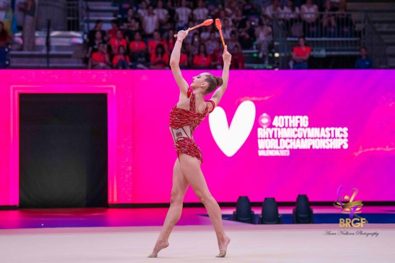 The second competition day of the 40th World Championship in Rhythmic Gymnastics, held in Valencia continued with bat and ribbon combinations. Bulgaria is represented by national competitors Boryana Kalain, Styliana Nikolova and Eva Brezalieva