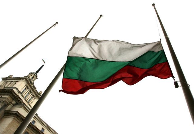 Tsarevo, Bulgaria: The national flag flies at half mast at the Perm Rep building as September 8 was declared National day of mourning for the victims of a flood in Tsarevo on September 5. The floods in Tsarevo, in Burgas province claimed the lives of four people
