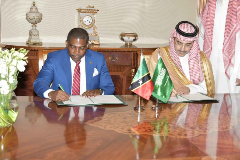 PM Terrance Drew and Kingdom of Saudi Arabia signed MoU on the sidelines of the inaugural CARICOM-SAUDI Summit in Riyadh. (Picture credits: Terrance Drew/Facebook)