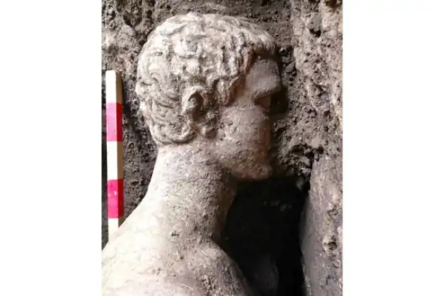 Standing over two meters tall, the statue is believed to depict Hermes, a prominent deity in the region during ancient times Standing over two meters tall, the statue is believed to depict Hermes, a prominent deity in the region during ancient times