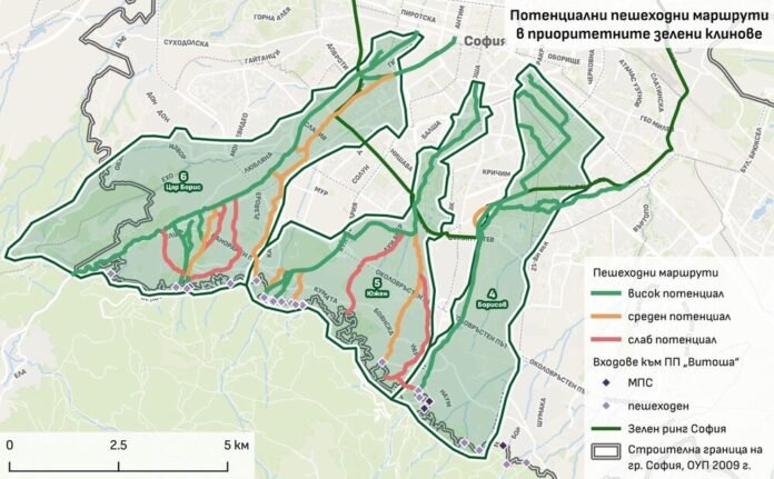 A proposed green corridor aims to create a seamless pedestrian and cycling link between Sofia’s parks and Vitosha Mountain